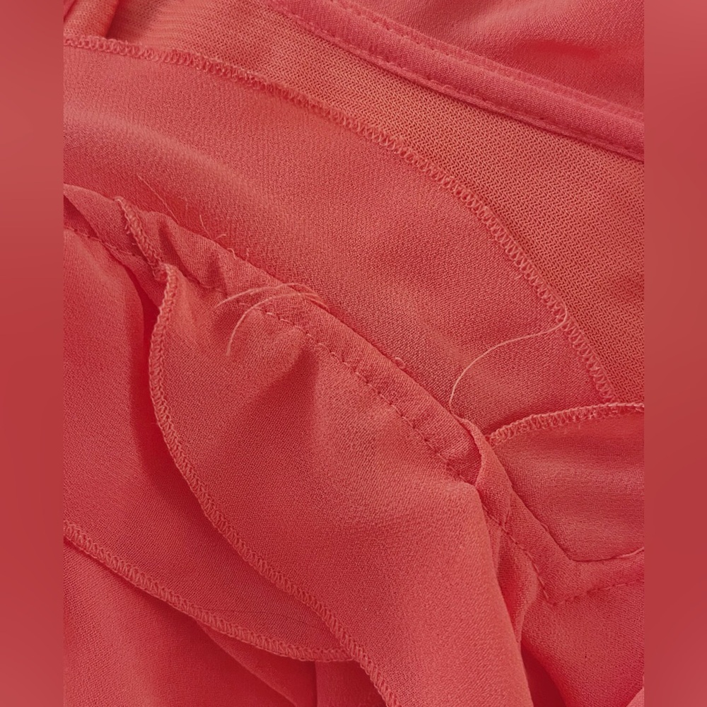 Covington Coral Chiffon Ruffle Blouse Layered Ruffle Top Women’s Small Coquette - Picture 10 of 15